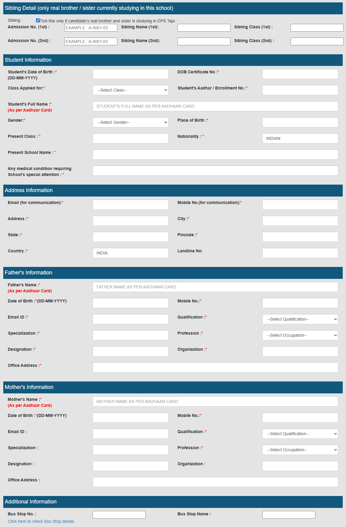 Sample Registration Form